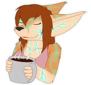 ☕ Furry, Anthro, Café, Tasse, Relaxation, Personnage whatsapp sticker