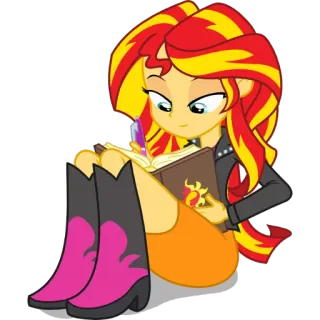 📙 Sunset Shimmer My Little Pony: Equestria Girls Kartun, Sunset Shimmer, Buku, Poni, Equestria Girls, Membaca telegram sticker
