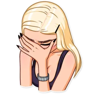 🤦‍♀️ bionda, ragazza, triste, piangendo, emozionale, cartone animato, illustrazione, facepalm telegram sticker