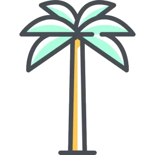 🏝️ ต้นปาล์ม, ต้นไม้, เขตร้อน, ฤดูร้อน, วันหยุด, ธรรมชาติ, พืช telegram sticker