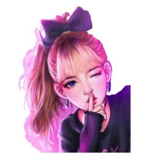 🤫 Kartun, Gadis, Berkedip, Ssst, Seni digital, Fan art whatsapp sticker
