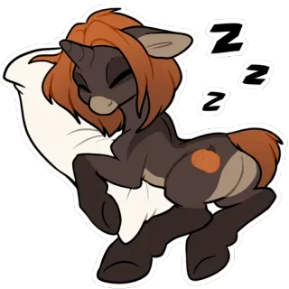 🌙 ZZZ poney, sommeil, animal, dessin animé, mignon, personnage, dormir, zzz telegram sticker