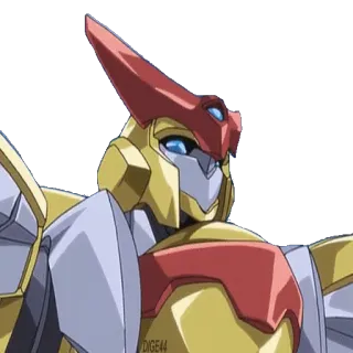 🤖 robot, anime, mecha, gold, red, fighter telegram sticker