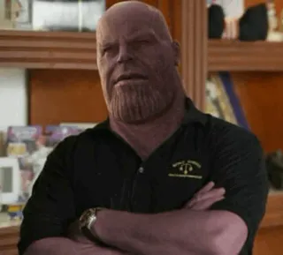 😐 Thanos thanos, marvel, vingadores, vilão, roxo, super-herói, personagem telegram sticker