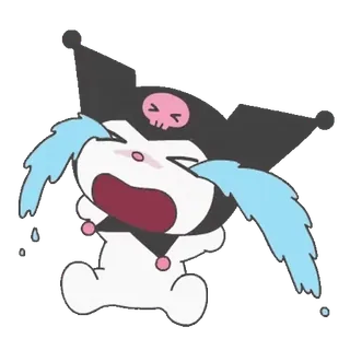 😊 Kuromi Kuromi, llorando, anime, dibujos animados, personaje, triste, kawaii telegram sticker