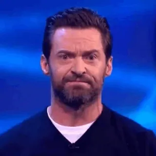 🎧 Hugh Jackman Hugh Jackman, actor, celebrity, meme, funny face, man, beard whatsapp sticker