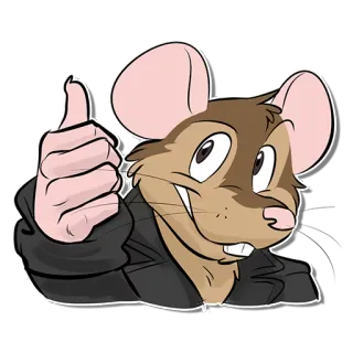 👍 mouse, cartoon, animal, thumbs up, cute, character, jacket, rodent telegram sticker