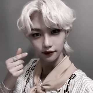 🧹 Felix kpop, felix, coreano, cantor, celebridade, gesto de coração, retrato telegram sticker