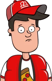 😒 Desenho animado, Entrega de pizza, Pizza, Comida, Personagem, Vermelho telegram sticker