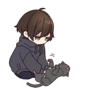 😺 Anime, Ragazzo, Gatto, Carino, Sticker telegram sticker