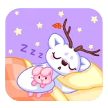 😴 ZZZ dormir, durmiendo, animal, lindo, reno, almohada, estrellas telegram sticker