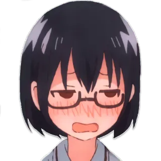 😧 Anime, Mangá, Desenho animado, Garota, Fofa, Expressão, Envergonhada, Óculos telegram sticker