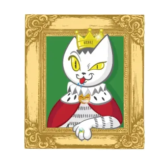 😝 HENRY кот, король, корона, портрет, смешной, королевский, питомец telegram sticker