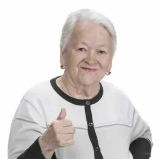 👍 anziana, pollice in su, persona anziana, positivo, nonna telegram sticker