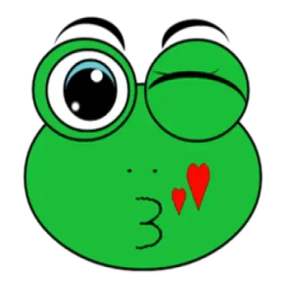 🤬 rana, beso, corazones, dibujos animados, animal, verde telegram sticker