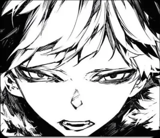 🕷 Anime, Manga, Personaggio, Bianco e nero, Illustrazione, Ritratto telegram sticker