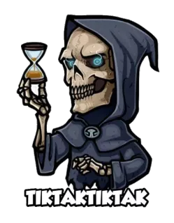 💀 TIKTAKTIKTAK grim reaper, skeleton, death, hourglass, time, clock telegram sticker