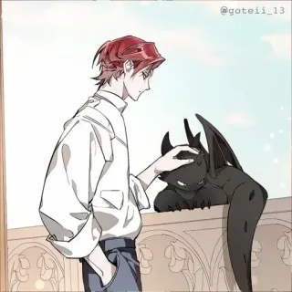 🍷 Anime, Manhwa, Fantasia, Personagem, Dragão, Animal de estimação telegram sticker