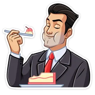 🍰 manger, gâteau, dessert, homme, costume whatsapp sticker