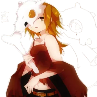 💀 Cubone Pokemon покемон, аниме, кубон, череп, кость, персонаж, мультфильм telegram sticker