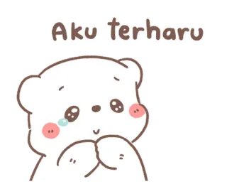 💬 Aku terharu urso, fofo, feliz, lágrimas, emocional telegram sticker
