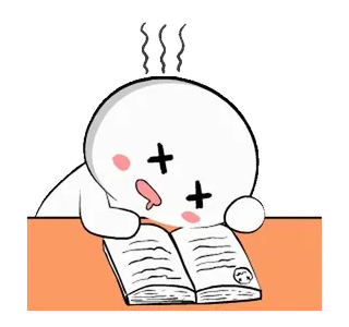 😵 Dessin animé, Personnage, Triste, Livre, Fatigué telegram sticker