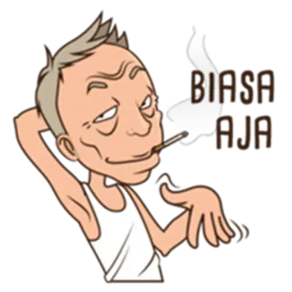 😊 BIASA AJA homem, fumando, cigarro, casual, desenho animado, personagem whatsapp sticker