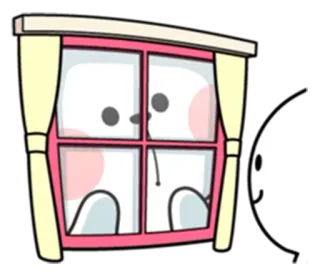 😍 окно, животное, милый, белый, розовый telegram sticker