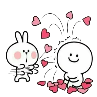 💕 cartoon, love, heart, cute, rabbit, character telegram sticker