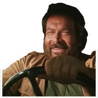 🚙 Bud Spencer ator, italiano, dirigindo, volante, filme telegram sticker