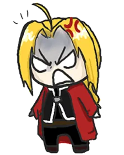 😡 Edward Elric Fullmetal Alchemist anime, manga, fullmetal alchemist, chibi, edward elric, angry, cartoon telegram sticker