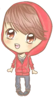 ❤ chibi, cute, cartoon, anime, boy, hoodie telegram sticker