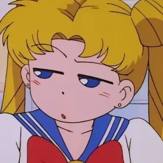 😒 Sailor Moon セーラームーン, アニメ, カートゥーン, 90年代, キャラクター, 面白い顔, ドヤ顔, 不満顔 telegram sticker