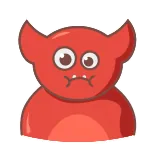 😐 diavolo, mostro, cartone animato, personaggio, carino, rosso, demone whatsapp sticker