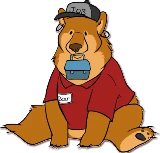💼 JOB 熊, 工作, 卡通, 动物, 帽子, 午餐盒 telegram sticker