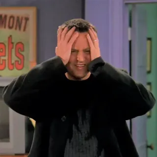 🤦‍♂ Chandler Bing Friends Chandler Bing, Friends, stressé, frustré, sitcom, télévision telegram sticker