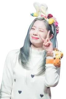 ✌️ Frau, Mädchen, Friedenszeichen, lächelnd, niedlich, K-Pop, Idol telegram sticker