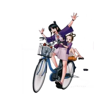 😏 ムック用イラスト anime, bicycle, friends, joyful, cute telegram sticker