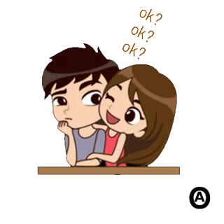👍 OK? pareja, dibujos animados, amor, pregunta, relaciones telegram sticker