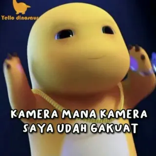 😡 KAMERA MANA KAMERA
SAYA UDAH GAKUAT dinossauro, amarelo, desenho animado, animação telegram sticker