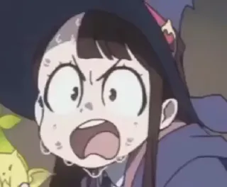 😡 Atsuko Kagari Little Witch Academia Аниме, Ведьма, Магия, Смешные, В шоке, Мультфильм telegram sticker