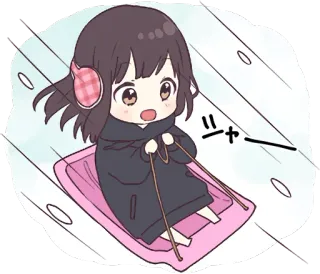 🏂 シャー Аниме, Чиби, Санки, Зима, Снег whatsapp sticker