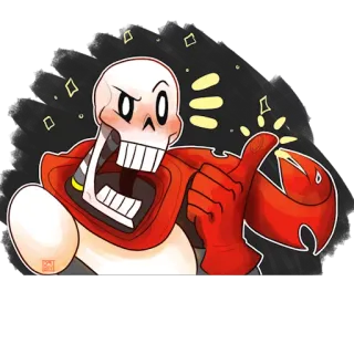 ‼ Papyrus Undertale squelette, anime, jeu vidéo, dessin animé, pouce levé telegram sticker