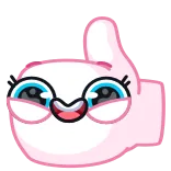 👍 thumb up, cute, cartoon, pink, kawaii, emoticon, happy telegram sticker