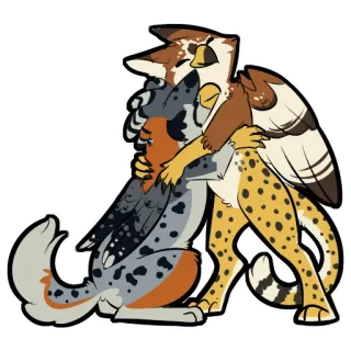 🐶 gryphon, griffin, hug, animal, fantasy, creature telegram sticker