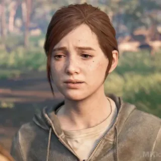 🪶 Ellie Williams The Last of Us видеоигра, персонаж, портрет, грустный, эмоциональный, девушка telegram sticker
