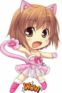😯 WOW アニメ, 猫耳, ちび, かわいい, 可愛い, 漫画 telegram sticker