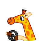 🧳 giraffa, cartone animato, animale, guidare, volante, carino telegram sticker