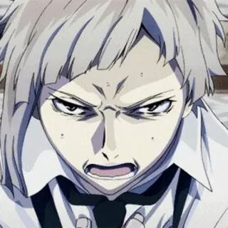 🗝 Atsushi Nakajima Bungou Stray Dogs 애니메이션, 만화, 표정, 화난, 스트레스, 좌절 telegram sticker