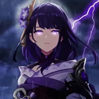 🧡 Raiden Shogun Genshin Impact anime, video game, electro, lightning, purple telegram sticker